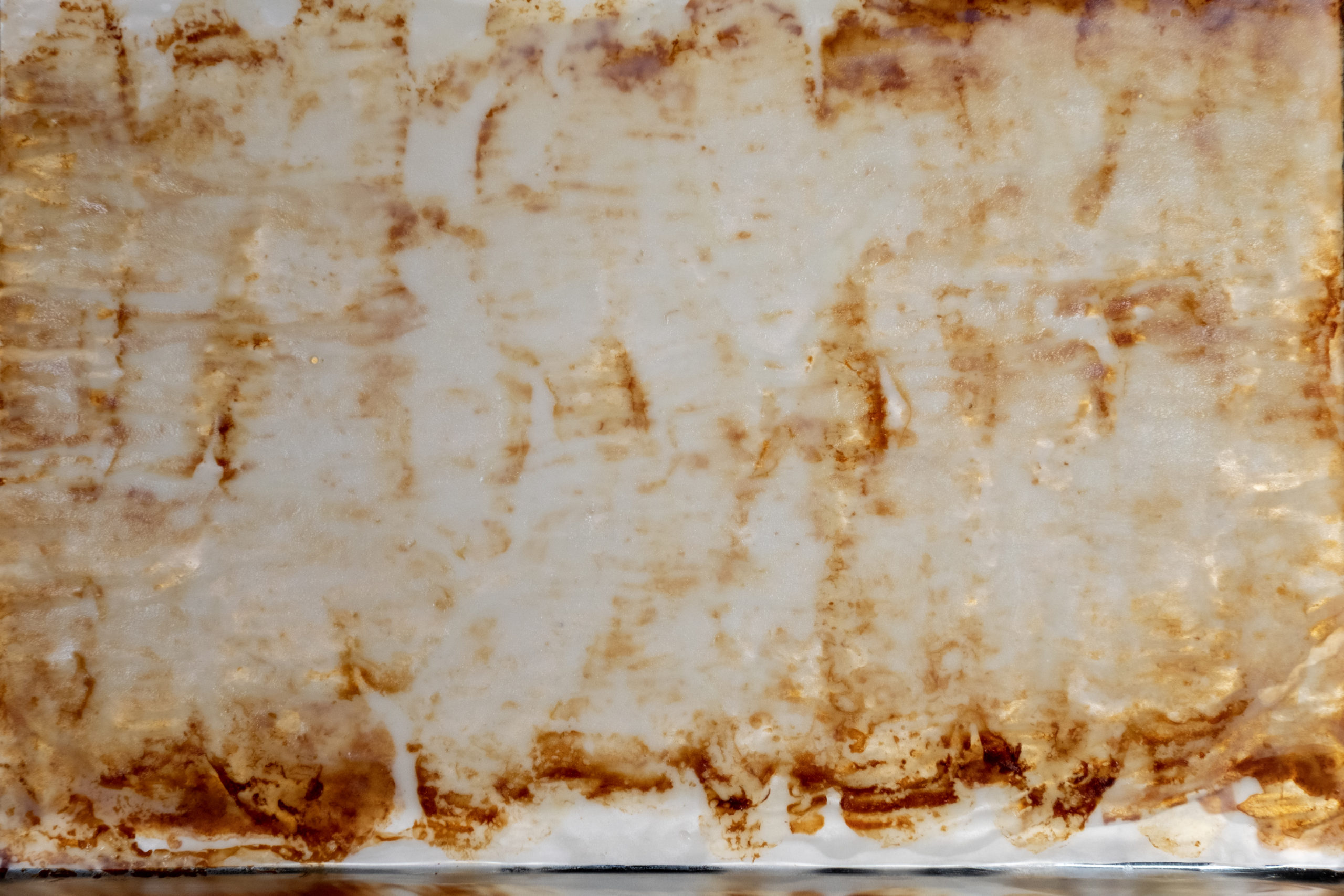 Grease, bacon fat, parchment paper, aluminum pan, 2022